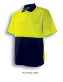 Hi-Viz Poly Cotton S/S Polo - Yellow/Blue