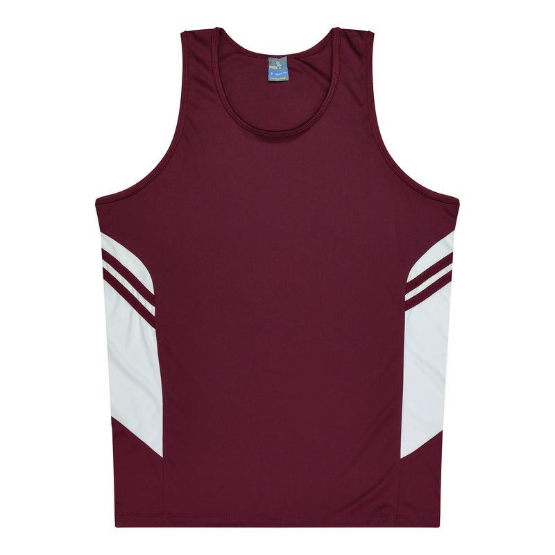 Kids Tasman Singlet - Maroon/White