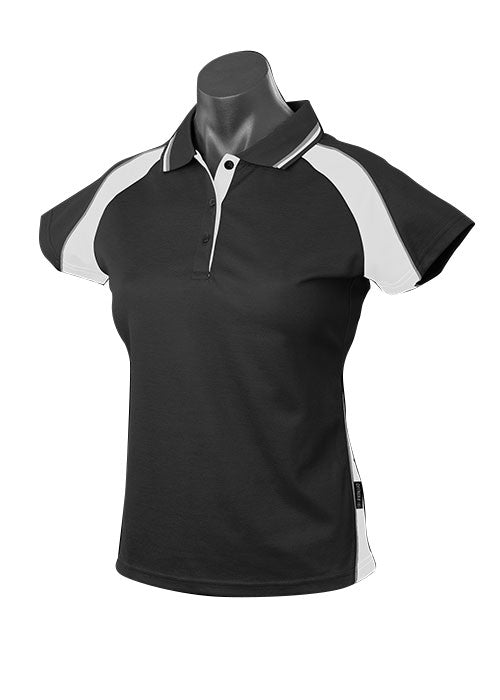 Ladies Panorama Golf Polo - Black/White/Ashe - sportscrazy.com.au