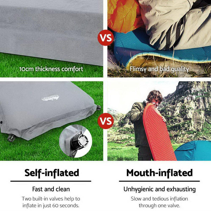 Weisshorn Single Self Inflating Mattress - Grey - sportscrazy.com.au