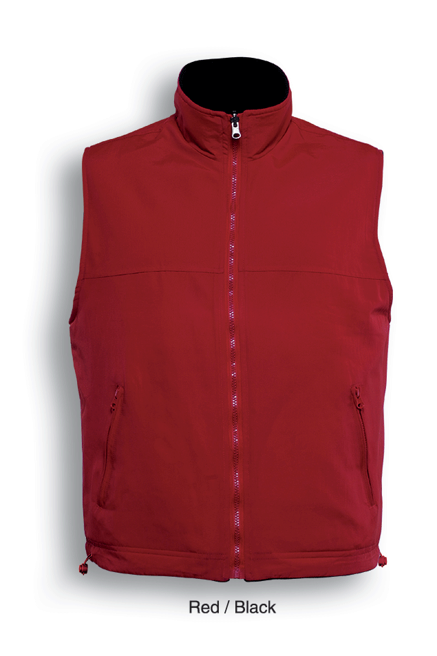 Mens Reversible Fleece Vest - Red/Black