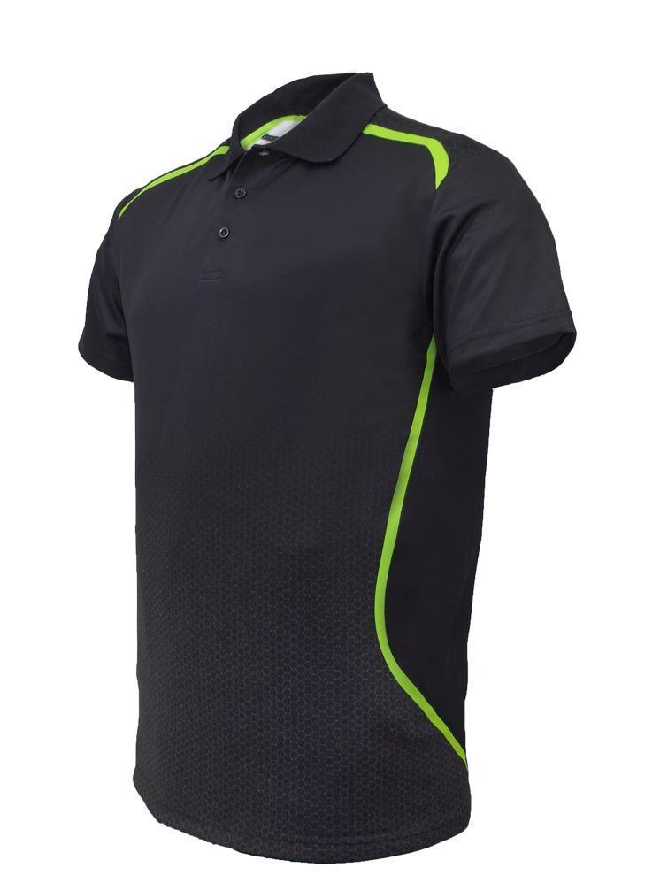 Sublimated Sports Golf Polo -Black/Lime - sportscrazy.com.au