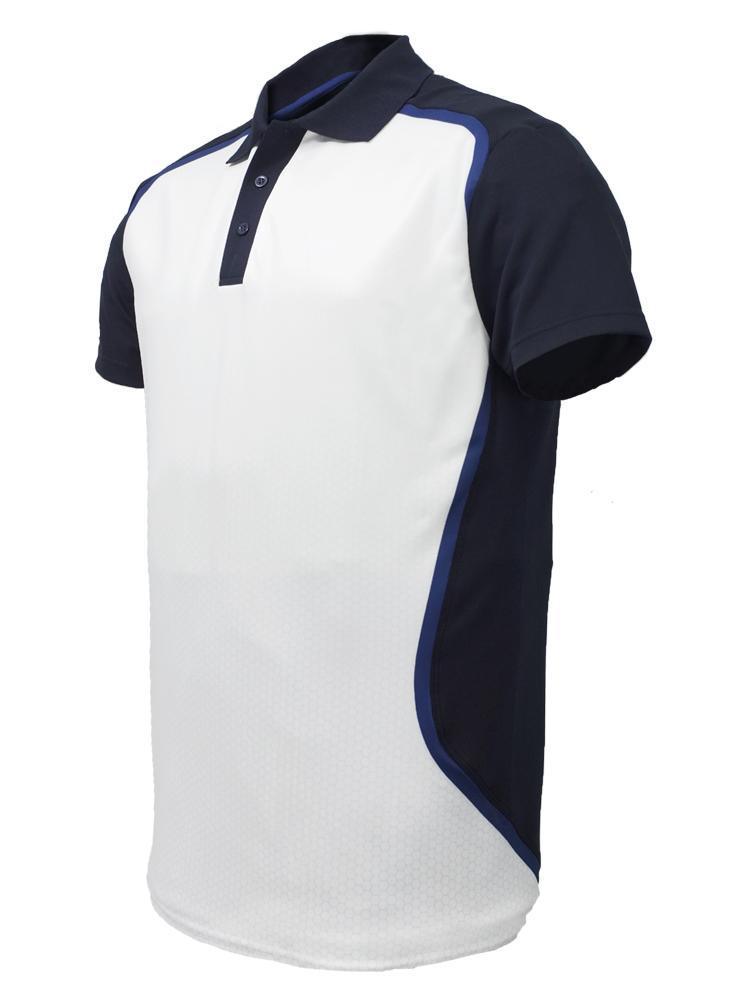 Sublimated Sports Golf Polo -White/Black/Navy - sportscrazy.com.au