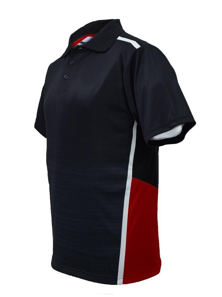 Sublimated Panel Golf Polo - Black/Red - sportscrazy.com.au