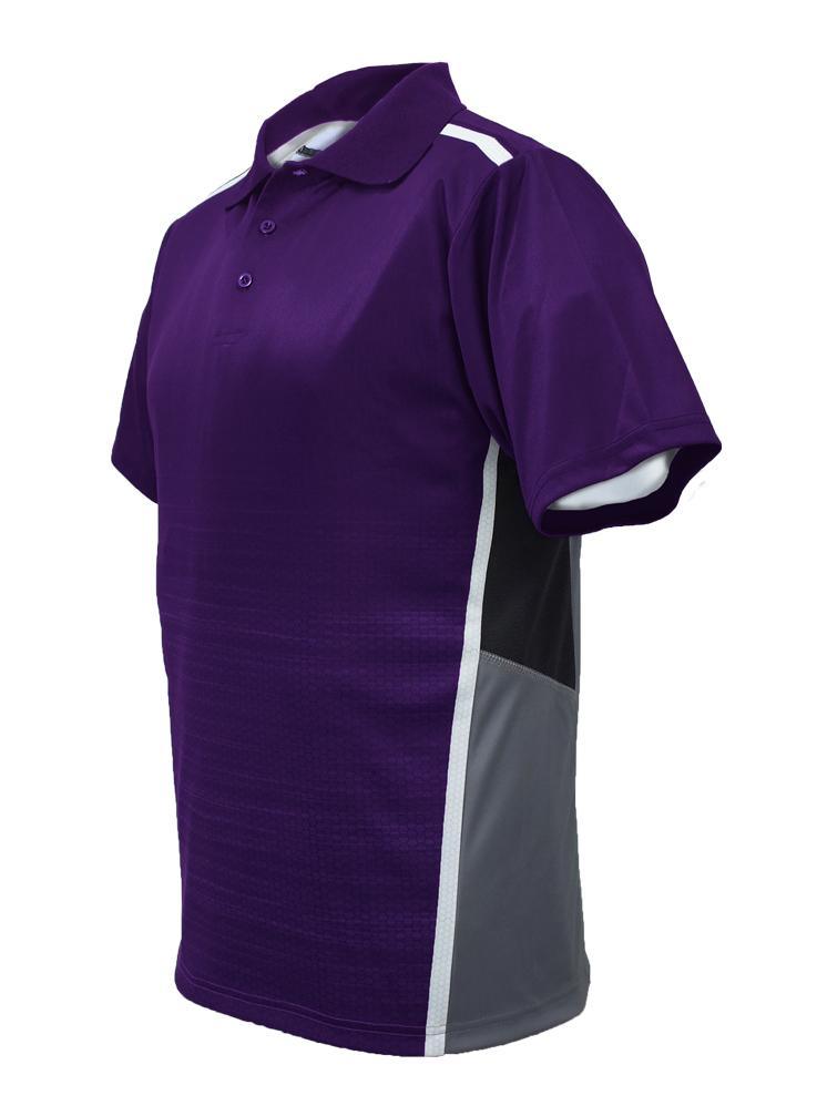 Sublimated Panel Golf Polo - Purple/Grey - sportscrazy.com.au