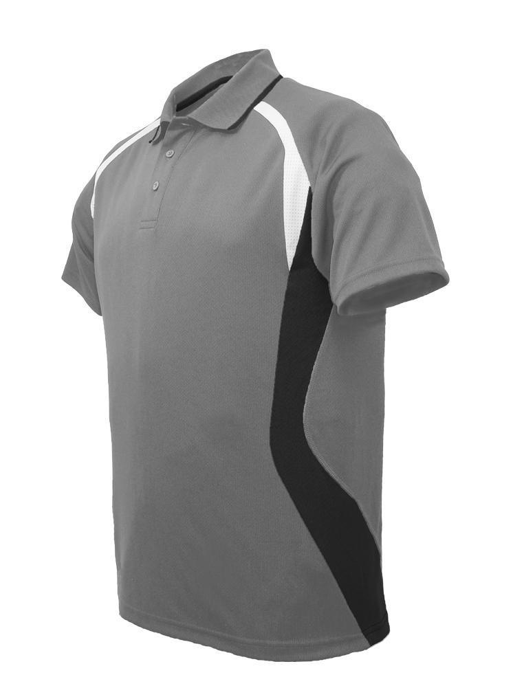 Golf Sports Panel Polo Shirt - Grey/Black/White - sportscrazy.com.au