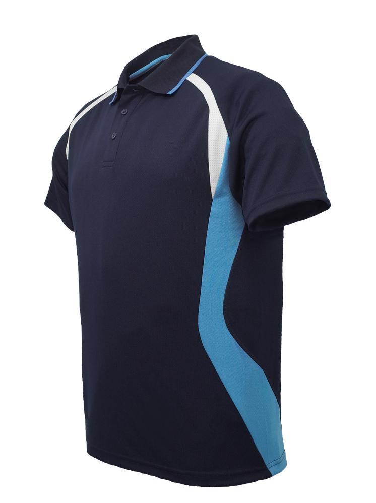 Golf Sports Panel Polo Shirt - Navy/Sky/White - sportscrazy.com.au