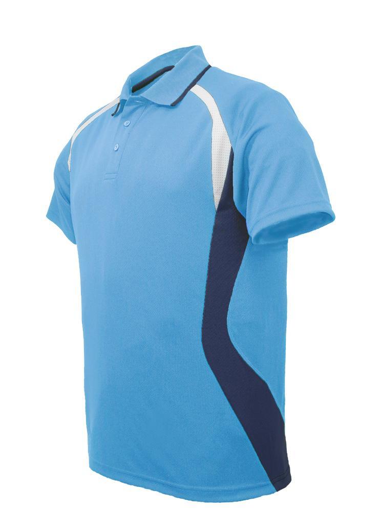 Golf Sports Panel Polo Shirt - Sky/Navy/White - sportscrazy.com.au