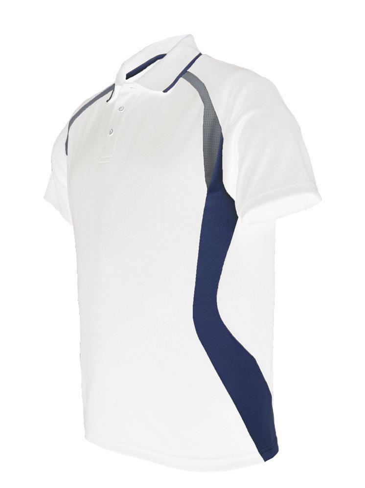 Golf Sports Panel Polo Shirt - White/Navy/Grey - sportscrazy.com.au