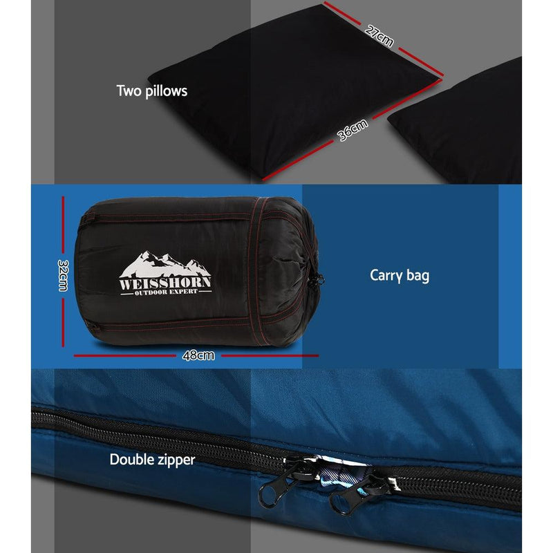 Weisshorn Double Sleeping Bag - Navy - sportscrazy.com.au