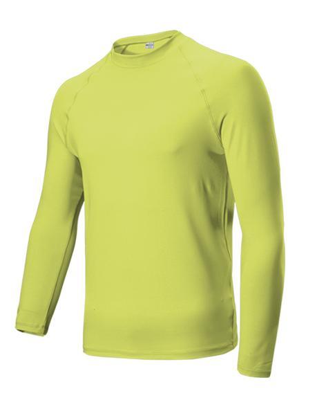 Mens Long Sleeve Rash Shirt - Fluro Yellow - sportscrazy.com.au