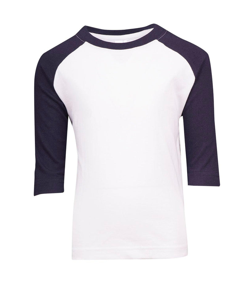 Kids 3/4 Raglan Sleeve T-Shirt - White/Navy