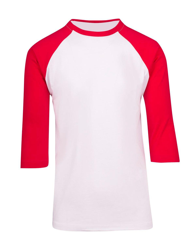 Mens 3/4 Sleeve Raglan Tee - White/Red